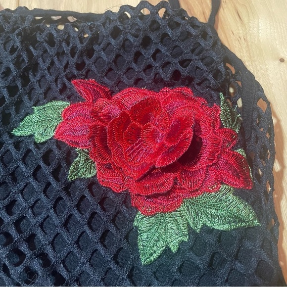 Rose Fishnet Back Tank Top | Seduction - Picture 3 of 4